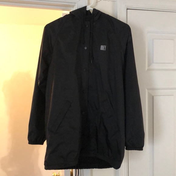 Obey Black Rain Jacket - Picture 1 of 1